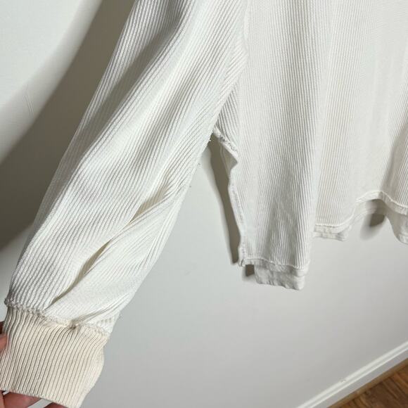 Free People We The Free Womens Asher Thermal Small White V Neck Oversized Slits - Picture 5 of 13